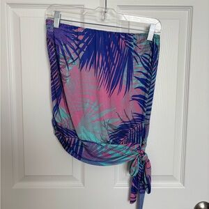 Veronica M Purple and Pink Palm tube top with elastic waist